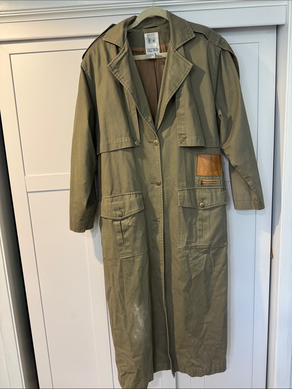 Vintage military Trench Coat with leather accents  - Together